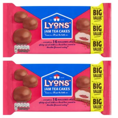 Marshmallow Chocolate Cake Bundle Containing Lyons Jam Tea Cakes 200g 16 Cakes (2 Pack)