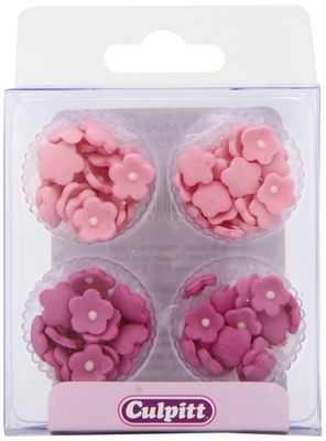 Culpitt Sugar Cake Decorations Pink Mini Flowers (Pack of 1, Total 100 Decorations)