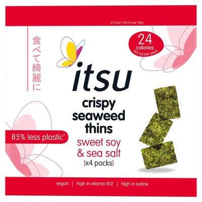 itsu Crispy Seaweed Thins Sweet Soy &amp; Sea Salt, 4 x 5g (20g)