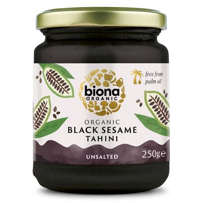 Biona Organic Black Tahini 250g, Pack of 6 - From 100% Organic Black Sesame Seeds - Rich & Earthy Flavour - Unsalted - Suitable for Vegans - For Hummus, Dressings and Baking