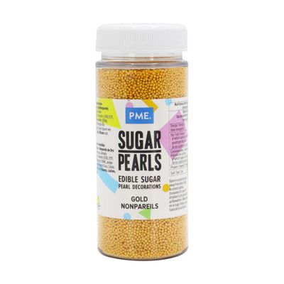 PME Gold Nonpareils 100's &amp; 1000's Sprinkles - Edible Sugar Beads for Cake Decorating (100g)