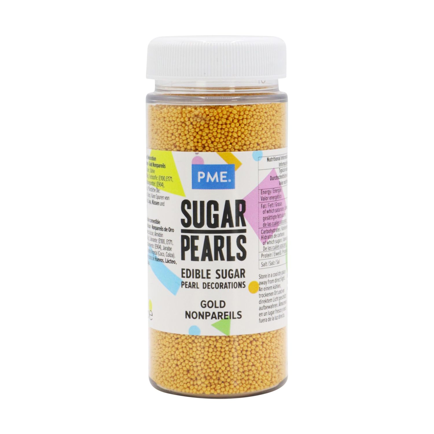 PME Gold Nonpareils 100's &amp; 1000's Sprinkles - Edible Sugar Beads for Cake Decorating (100g)