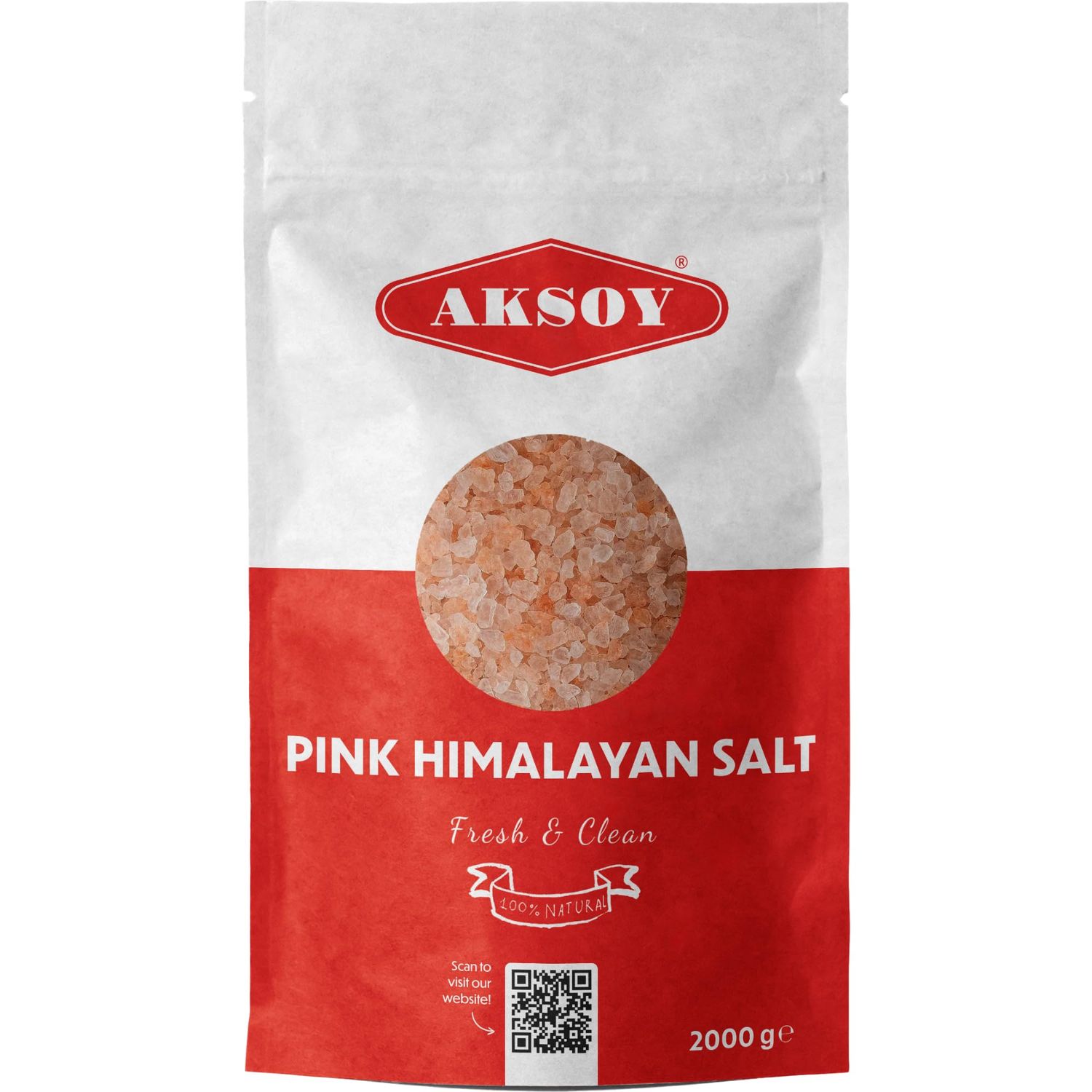 Aksoy Pink Himalayan Salt 2KG, Coarse Premium Quality, GMO Free, Supreme Quality Chemical Free, Vegan, Coarse All-Natural Salt, Triple-Washed in Spring Water (Packaging may vary)