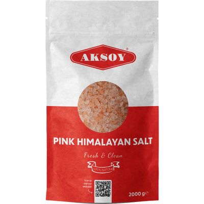 Aksoy Pink Himalayan Salt 2KG, Coarse Premium Quality, GMO Free, Supreme Quality Chemical Free, Vegan, Coarse All-Natural Salt, Triple-Washed in Spring Water (Packaging may vary)