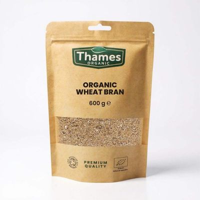 Organic Wheat Bran - No Additives, No Preservatives, Raw, Vegan, GMO Free, Certified Organic - Perfect for Baking and Adding to Smoothies - Thames Organic 600g