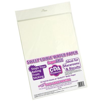 Pack of 12 Premium Full A4 Sized Sweet Vanilla Flavoured White Edible Wafer Paper (Rice Paper) Sheets 201-368 by CDA Products
