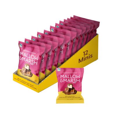 Mallow &amp; Marsh Milk Chocolate over Salted Caramel Mini Mallows - Multipack 12 x 36g