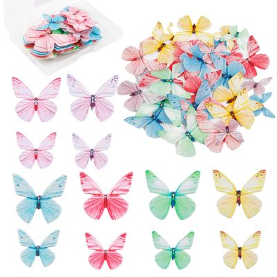 72 Pcs Edible Butterfly Cake Decorations Butterfly Cupcake Toppers Rice Paper Dessert Topper Decorations 3D Colourful Wafer Paper Butterflies for Party Cakes Birthday Wedding Baby Shower Anniversary