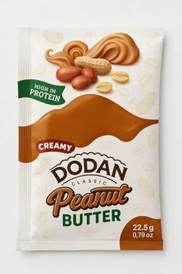 10x Dodan Smooth Creamy Peanut Butter Sachets, 22.5g Protein Energy Individual Squeeze pack Portions Servings Gym Snack packed Lunch Treat portable one month supply 30 sachets (10, 22.5g)