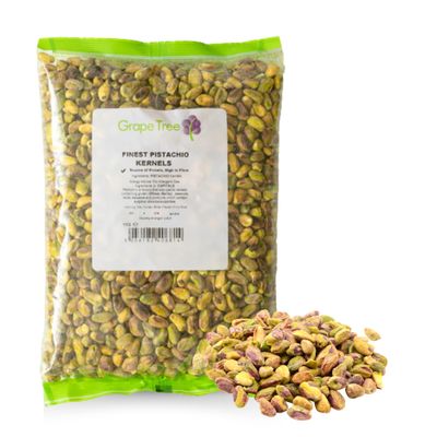 Grape Tree Finest Pistachio Nut Kernels 1KG. Pistachio Nuts Perfect Healthy Snack. Unsalted Raw Pistachios Great Source Of Protein And Fibre-Premium Natural Nuts 1kg Suitable For Vegans