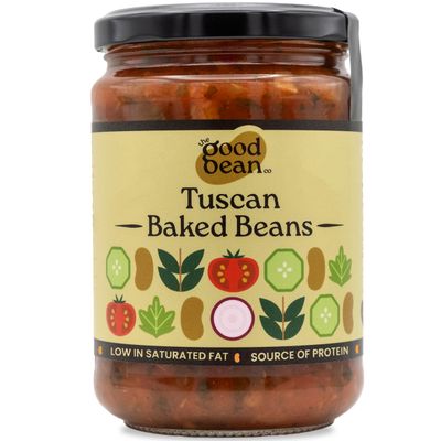 The Good Bean Co Tuscan Baked Beans 350g - Cannellini Beans in Rich Tomato Sauce, Italian-Style for Breakfast or Brunch