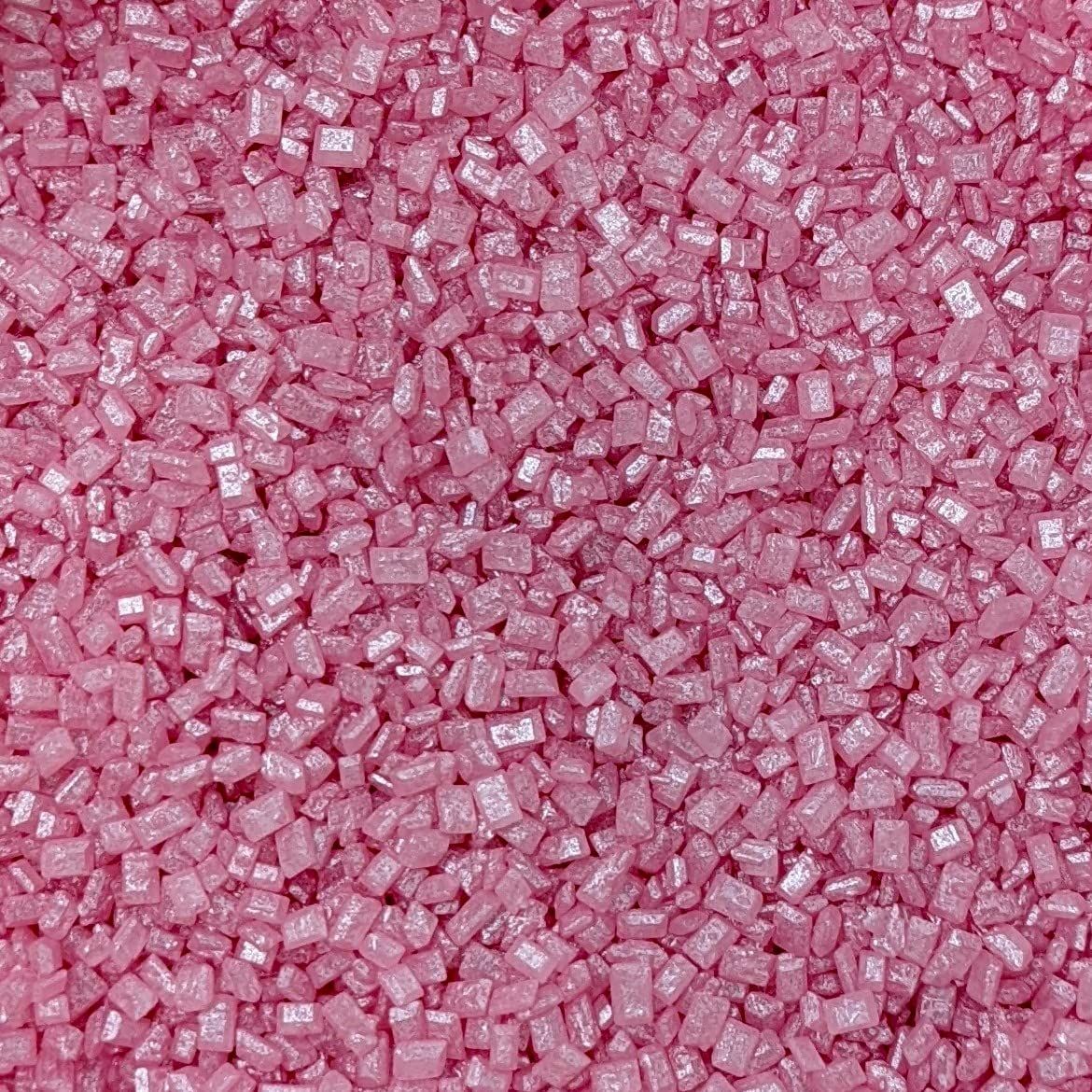 Pink Glimmer Sugar Sprinkles - 35g of Edible Pink Crystal Cake Toppers or Cupcake Decorations Sparkly Sprinkles