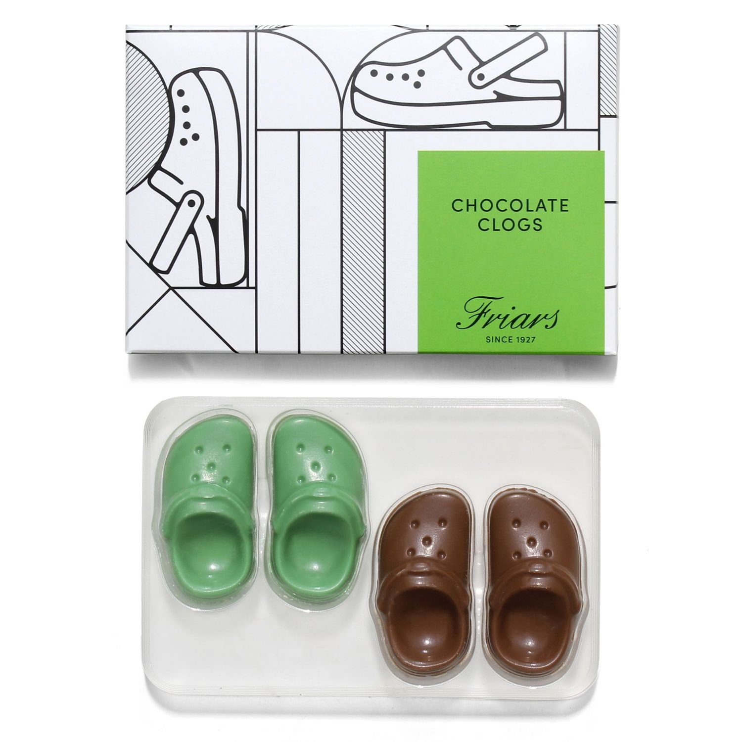 Friars Edible Clog Shoes Shaped Chocolate - 55 g Novelty Milk Chocolate Gift Funny Valentine or Birthday Present for Animal Lovers, Boyfriend, Girlfriend, Husband Stocking Filler, Party Favour