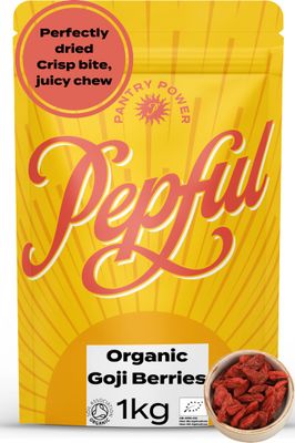 Pepful Organic Goji Berries 1kg - 100% Natural Dried Superfood - Raw Dried Berries for Healthy Snacking, Baking & Smoothies - Nutrient-Rich Dried Fruit Alternative to Raisins