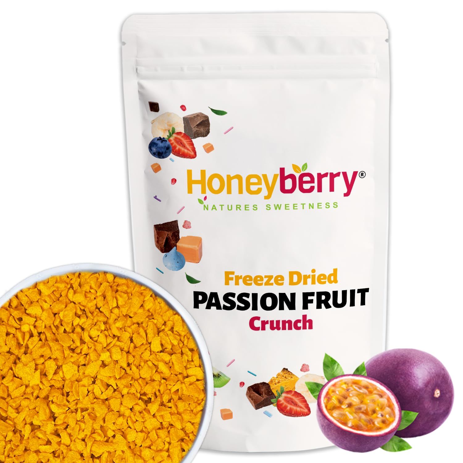 Freeze Dried Passion Fruit Crunch 100g - Perfect for Baking, Cake Decorations, Smoothie, Yogurt, Muesli, Cereal, Porridge, Ice Cream Toppers - Freeze Dried Passionfruit Crispy Pieces