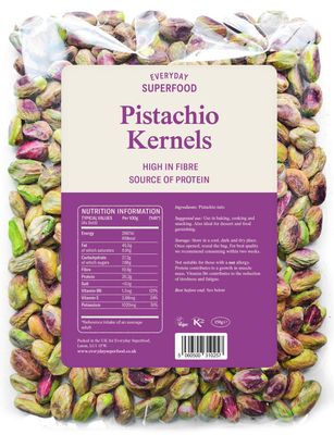 Everyday Superfood Raw Pistachio Kernels 150g Certified &amp; Tested for Low Aflatoxin No Shell, No Salt, No Hidden Oils