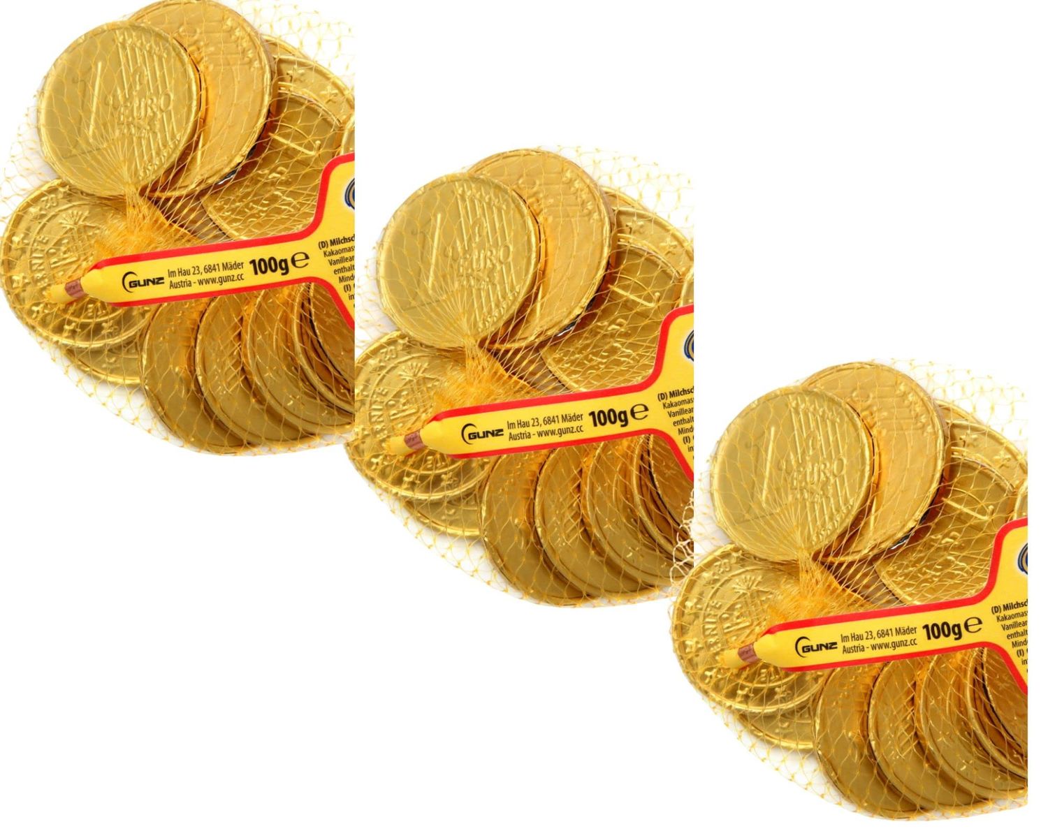 Chocolate Coins - Wrapped Solid Milk Chocolate Coins Net Triple Pack - 36 Total Coins - Novelty Christmas Card And Stocking Filler For Adults And Children - Secret Santa Gift 3 x 85 g