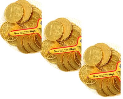 Chocolate Coins - Wrapped Solid Milk Chocolate Coins Net Triple Pack - 36 Total Coins - Novelty Christmas Card And Stocking Filler For Adults And Children - Secret Santa Gift 3 x 85 g