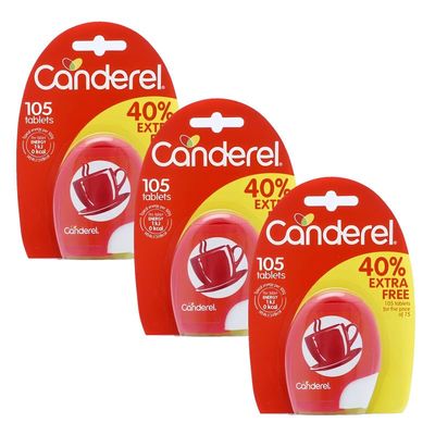 Canderel Low Calorie Sweetener Tablets - Sugar Substitute Sweetners, Sweetener for Sweets &amp; Beverages, Low Calorie Sweetner, Ideal for Diets and Healthy Living, 3 Pack + Cheeroo Magnet