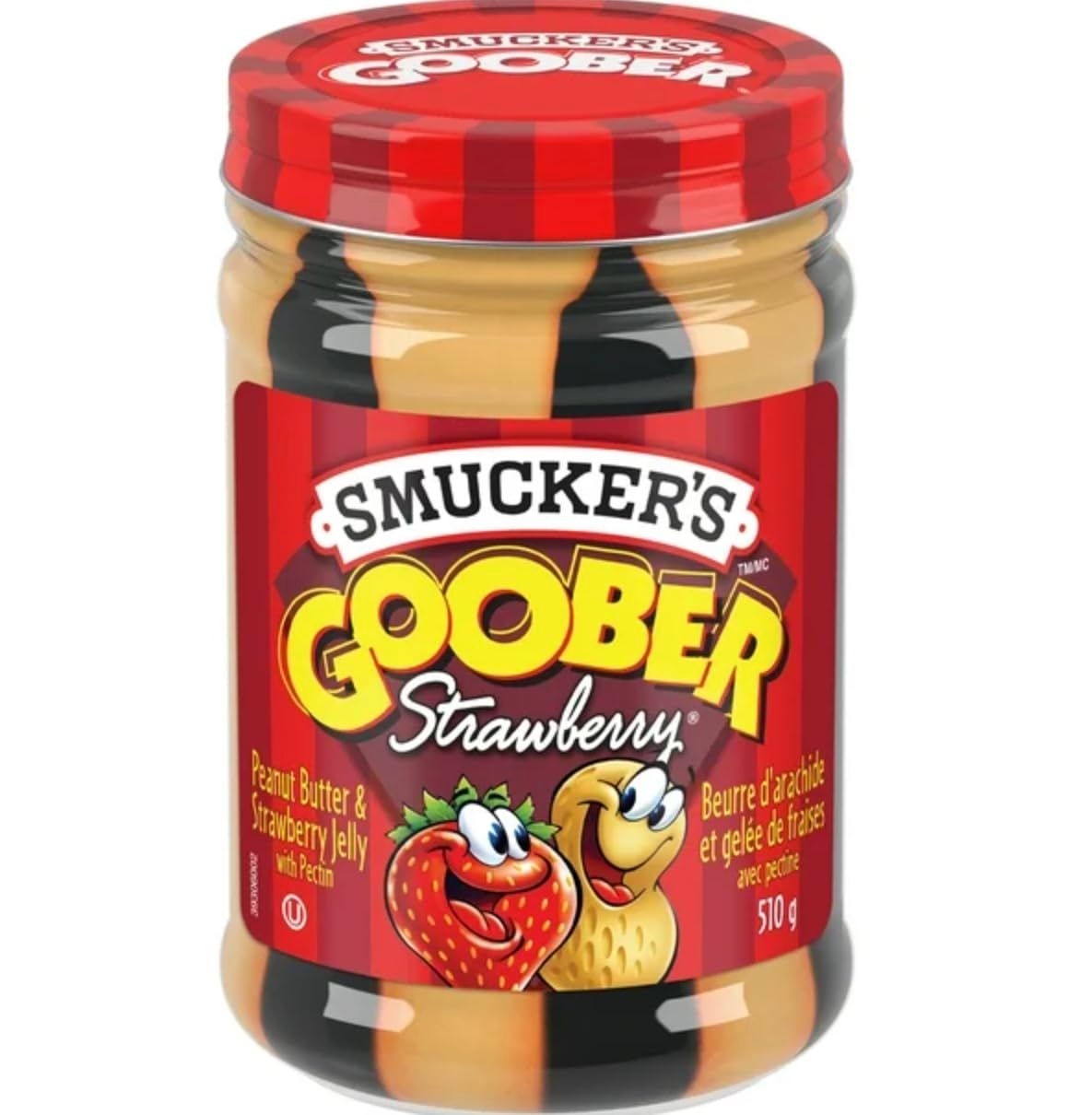 Smucker's Goober Peanut Butter &amp; Strawberry Jelly Stripes - 18 oz Glass Jar