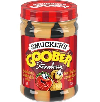 Smucker's Goober Peanut Butter &amp; Strawberry Jelly Stripes - 18 oz Glass Jar