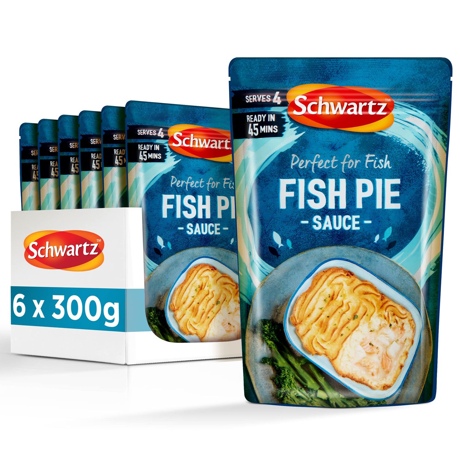 Schwartz Fish Pie Sauce 300 G Serves 4 Pack of 6 Quick, Simple and Full of Flavour Rich and Creamy Taste With White Wine, Aromatic Parsley and Zesty Lemon Juice Quick and Easy Preparation