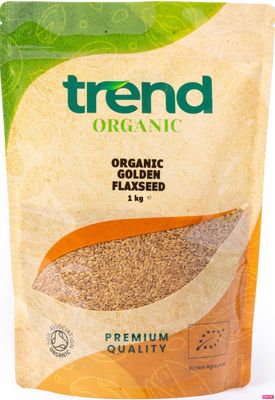 Trend Organic Golden Flaxseed, 1kg-Lighter Hue Milder Taste, High in Protein & Fibre, and Omega-3s, Certified Organic, Vegan, GMO-Free, No Additives, No Preservatives, Raw Whole Seeds