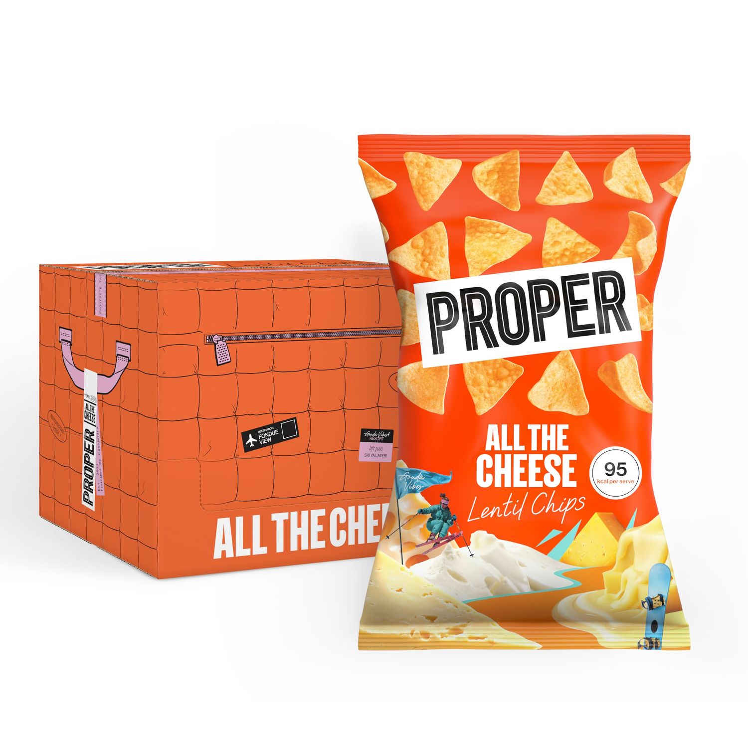PROPER All the Cheese Lentil Chips 8 X 85g