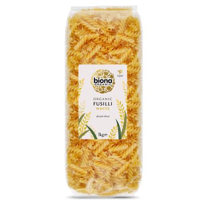 Biona Organic White Fusilli 1kg, Pack of 1 - Made Using Fine Organic Durum Wheat - Bronze Extruded - Pair With Biona Pasta Sauces - For Everyday Italian Inspired Dishes