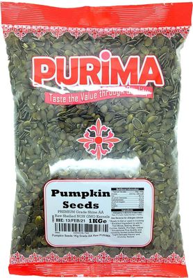 Pumpkin Seeds 1kg - GWS AA Raw Highest Grade Seed - Ready to Eat Edible - For Human Consumption - Without No Shell Whole Kernel - UnRoasted UnSalted Shelled Large Bulk UK (Packaging May Vary) PURIMA