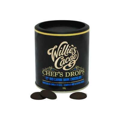 Willie's Cacao - Rio Caribe 72% Dark Chocolate Chef's Drops 150g - Couverture chocolate with coffee, nutty notes - For cooking &amp; baking - Vegan