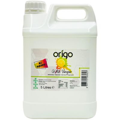 Origo White Vinegar for Cleaning, Pickling, Distilled White Vinegar - 5L Bottle with Fresh Lemon Scent Ideal for Weed Killer, Household, Cooking &amp; More Uses