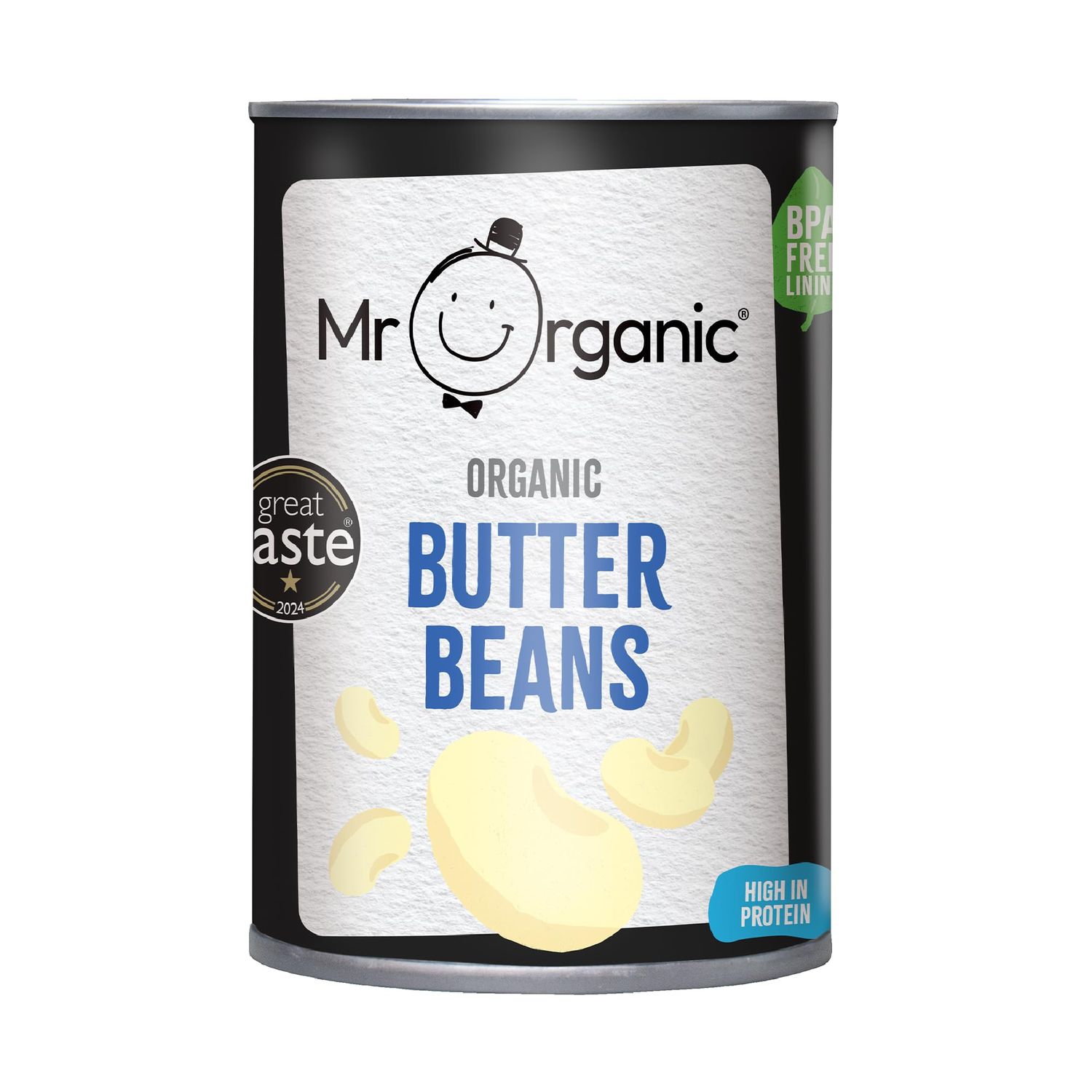 Mr Organic - Butter Beans 400g - Vegan, Gluten-Free, Non-GMO, and Organic Butter Beans for Healthy Meals