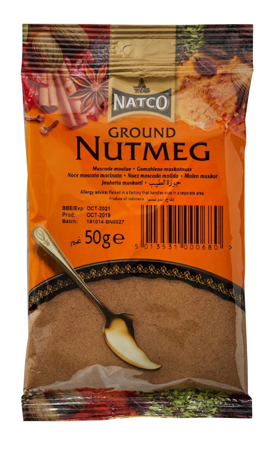 Natco Foods Ground Nutmeg 50g sprinkled over oatmeal and fruit and can be added coffee, hot chocolate, tea, or warm milk 50g (1)