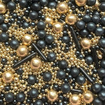 Black gold Sprinkles for cupcake cookies cake edible toppers metallic pearls balls 100s and 1000s graduation decoration cake cupcake topper new year 20s 30s BLACK WIDOW