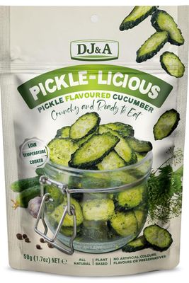 DJ &amp; A Pickle-licious 9 x 50g Pickled Cucumbers - Ready to Eat Pickle-Flavoured Cucumber for Snack, Sandwich Filler, Radish, Salami, Sliced Ham and Dips- Zero Preservatives