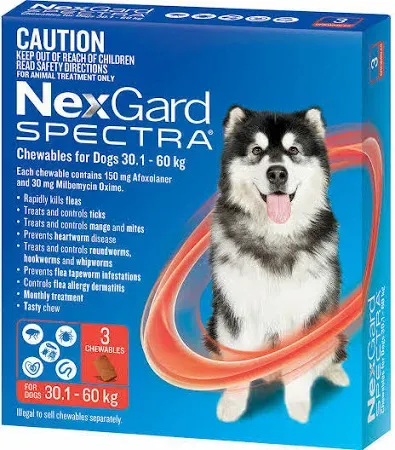 NEXGARD SPECTRA  30.1-60kg Red  - 3 pack