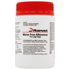 RANVET Large Dog All Wormer Bottle (100)