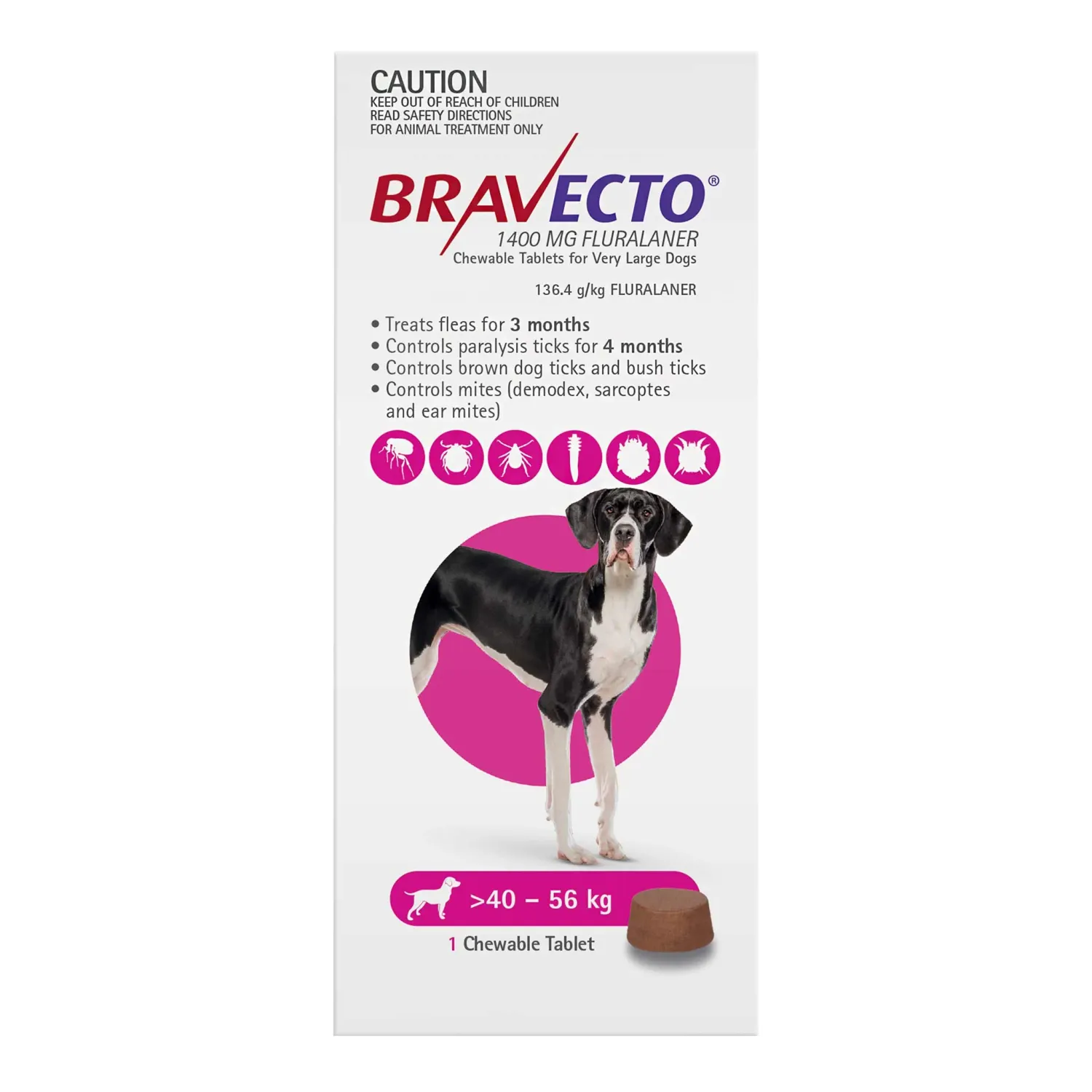 BRAVECTO Dog Chew 40-56kg Pink - 1 pack