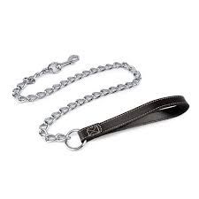 BB Dog Chain Lead With Leather Handle - 120cm
