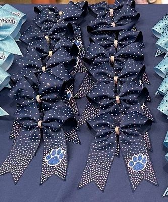 Navy Rhinestone Paw Bow