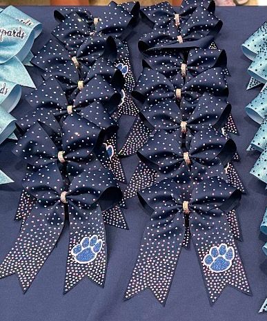 Navy Rhinestone Paw Bow