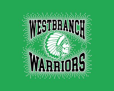 West Branch Warriors Blk/Grn - Glitter &amp; Rhinestones