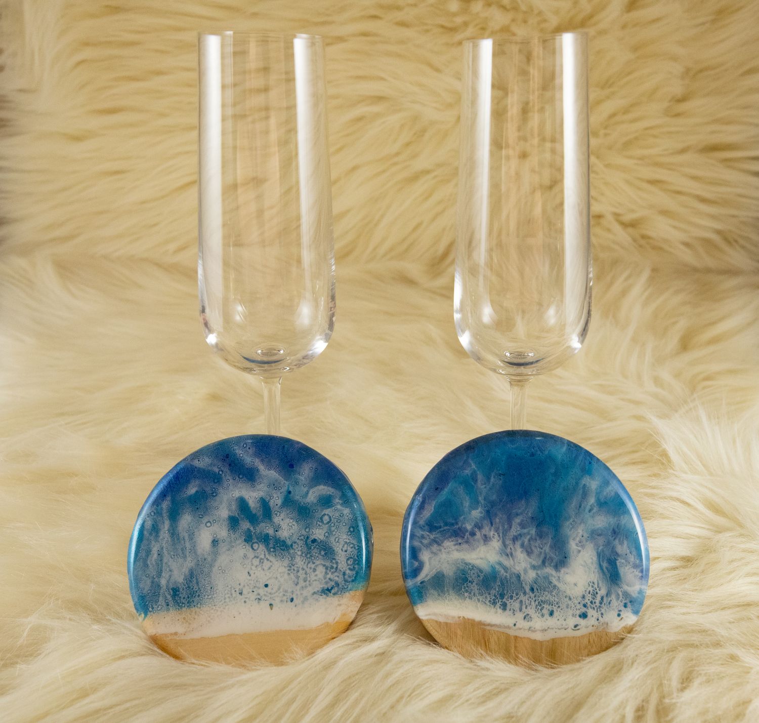 Coasters and Champagne Flute Gift Set