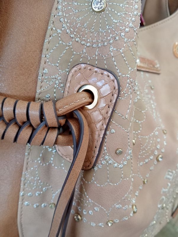 Beige boho handbag