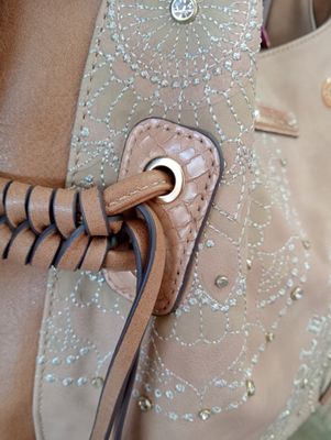 Beige boho handbag