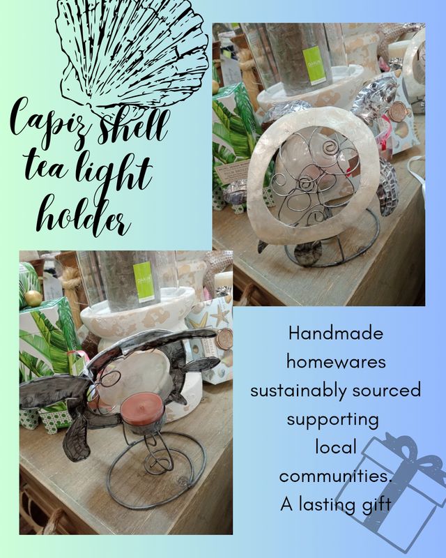Capiz turtle tea light holder