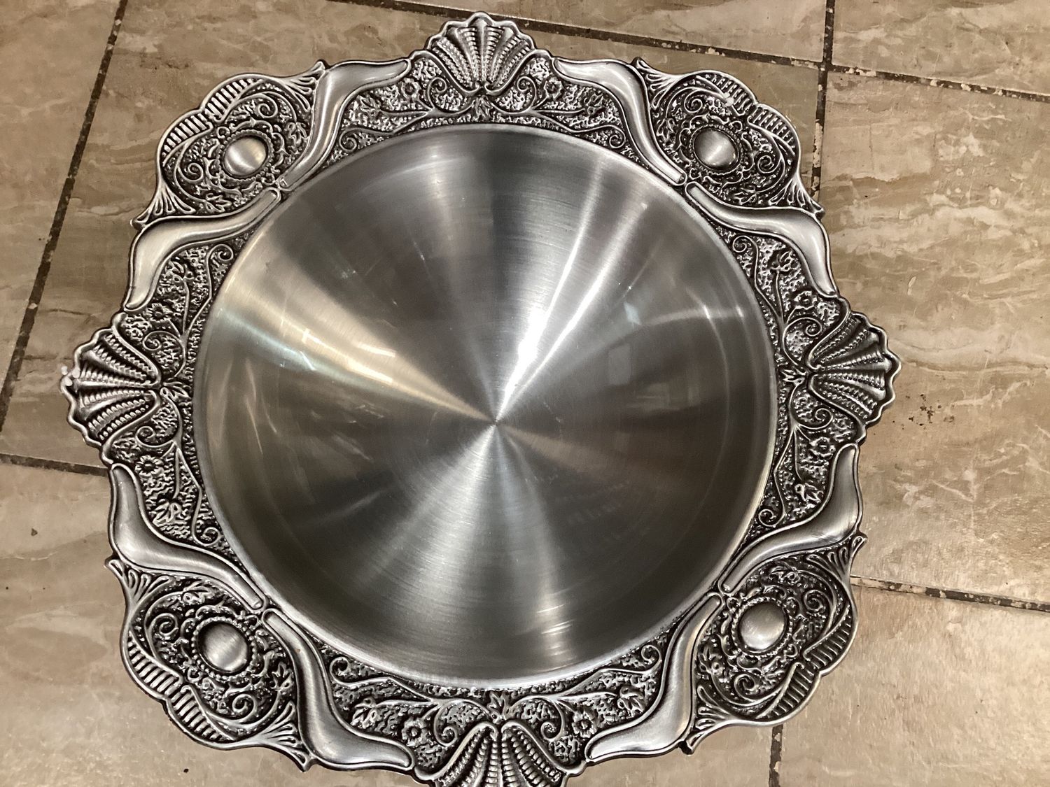 Silver Metal Tray Bowl