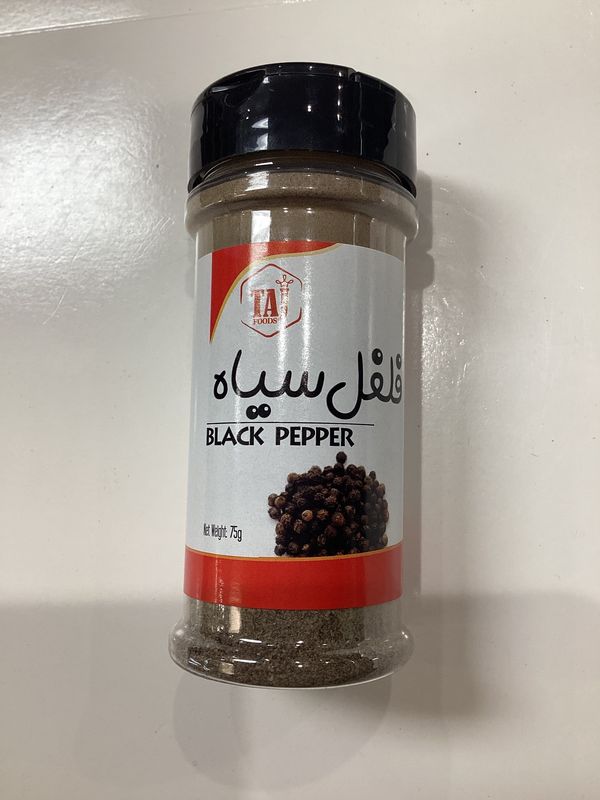 TAJ Ground Black Pepper 75g