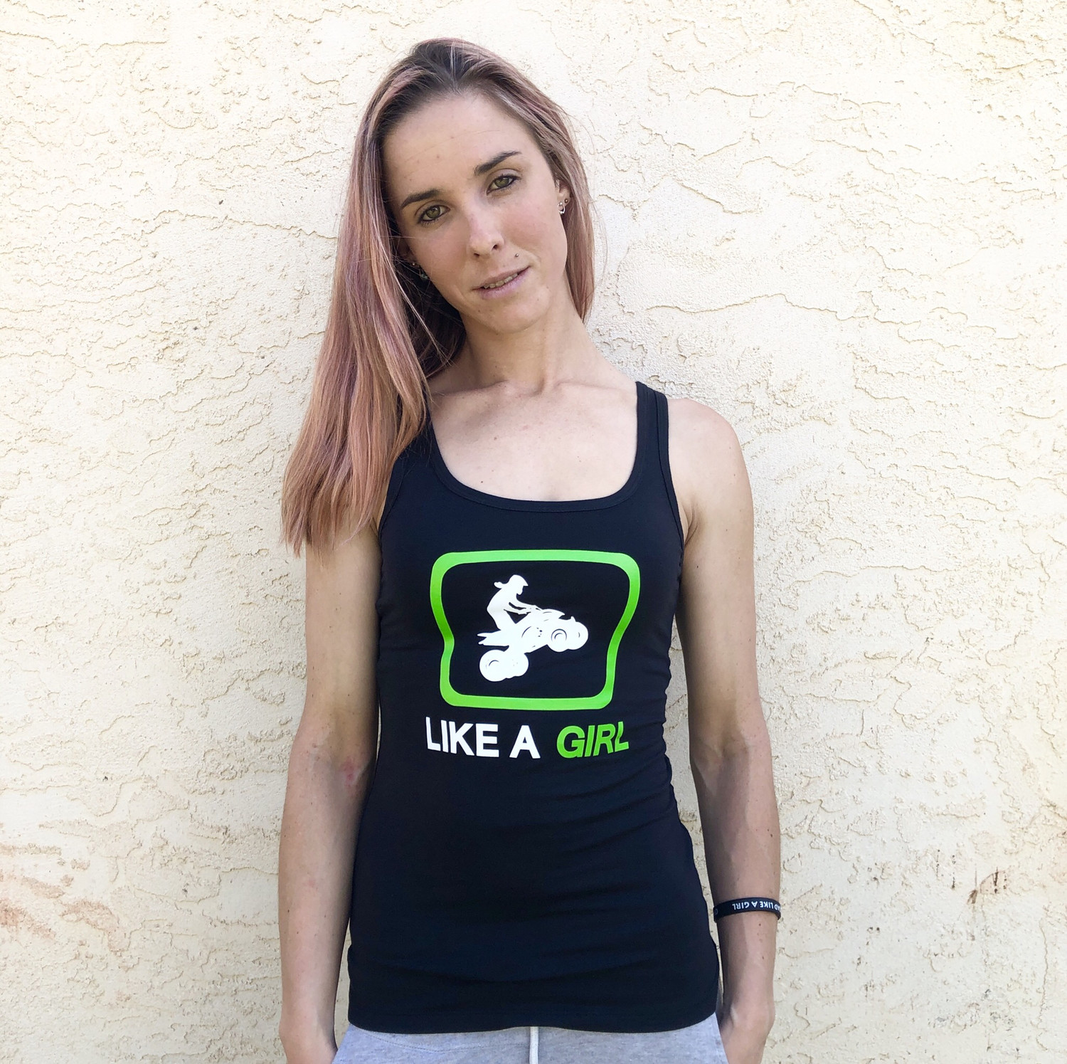 QUAD Like A Girl Tank, Color: Green, Size: XLarge